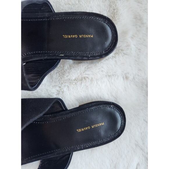 Defect New Mansur Gavriel Suede Double Strap Flat Sandal Size 38 Black - Picture 7 of 9